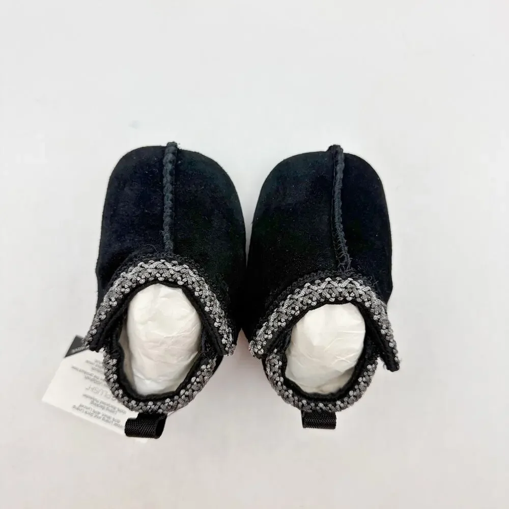 UGG Baby Tasman Slippers US 0/1 XS Black Suede NIB